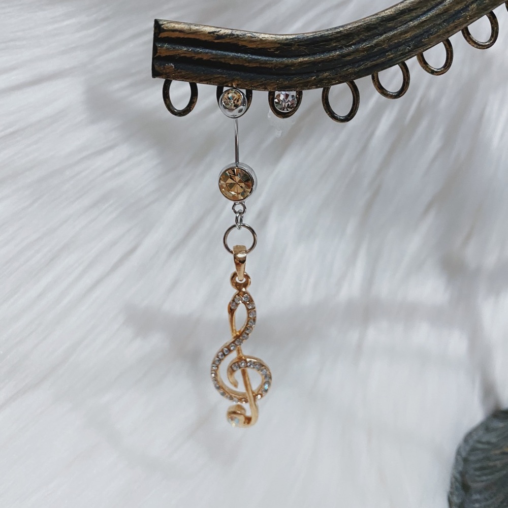 Gold Music Note Belly Piercing